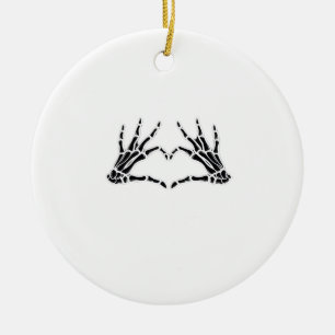 Heart Shaped Skeleton Hands Unique Art Vintage Ceramic Tree Decoration