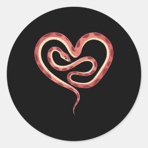Heart Shaped Snake Valentines Day Serpent For Wome Classic Round Sticker