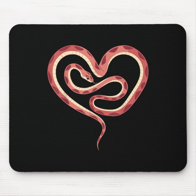 Heart Shaped Snake Valentines Day Serpent For Wome Mouse Pad (Front)