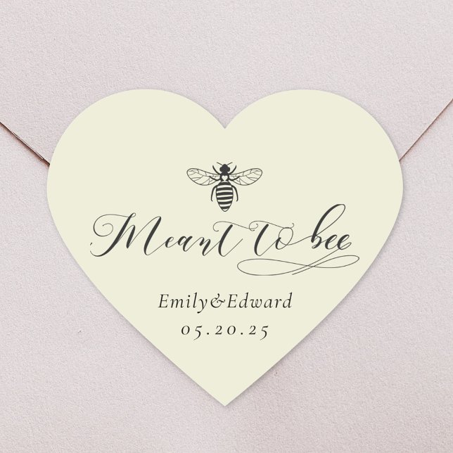 Heart Shaped Soft Yellow Meant to Bee Wedding Heart Sticker (Creator Uploaded)