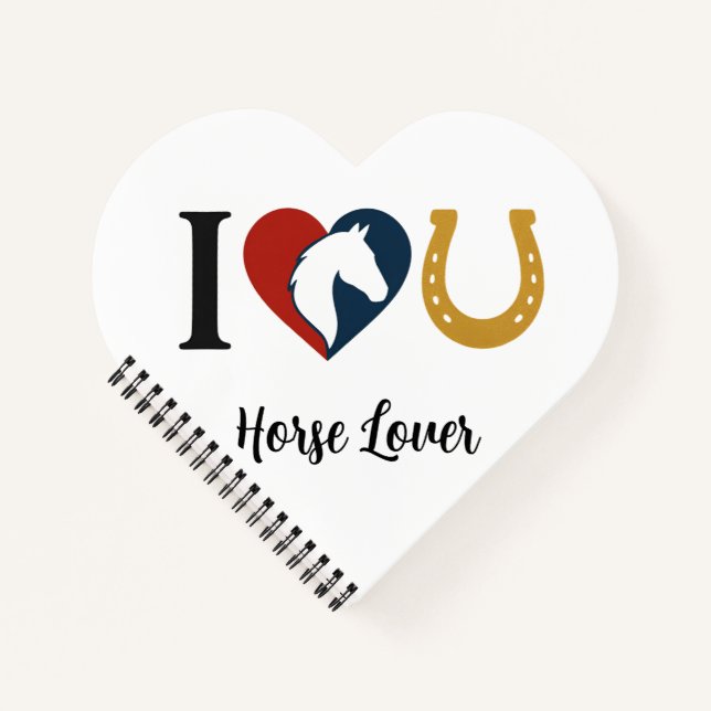 Heart Shaped Spiral Bound Notebook for Horse Lover (Front)
