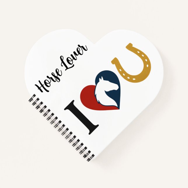 Heart Shaped Spiral Bound Notebook for Horse Lover (Front)