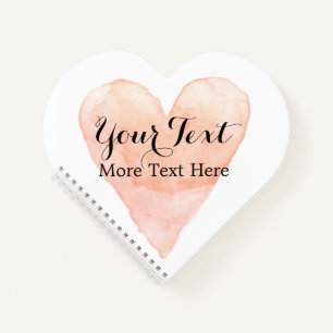 Heart shaped spiral note book with watercolor art