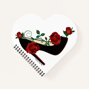 Heart Shaped Spiral Notebook - Stiletto Rose