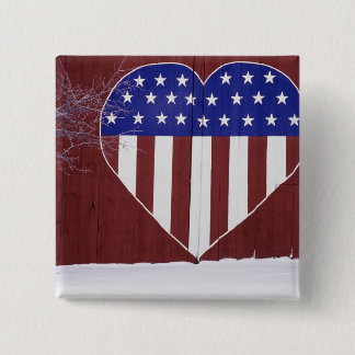Heart-Shaped Stars and Stripes 15 Cm Square Badge