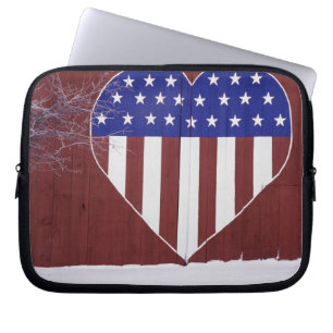 Heart-Shaped Stars and Stripes Laptop Sleeve