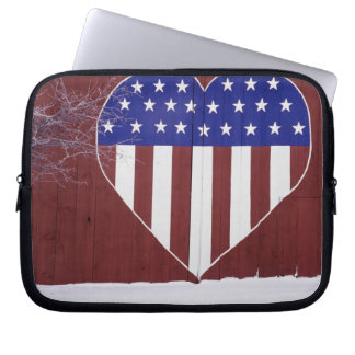Heart-Shaped Stars and Stripes Laptop Sleeve