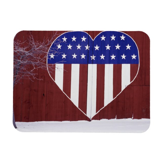 Heart-Shaped Stars and Stripes Magnet (Horizontal)