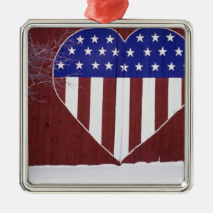 Heart-Shaped Stars and Stripes Metal Tree Decoration