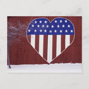 Heart-Shaped Stars and Stripes Postcard