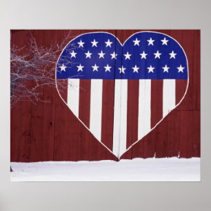 Heart-Shaped Stars and Stripes Poster
