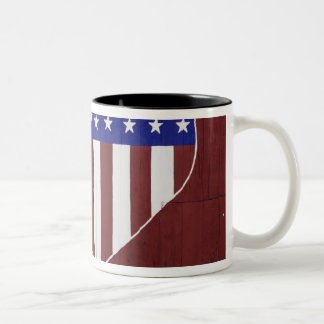 Heart-Shaped Stars and Stripes Two-Tone Coffee Mug