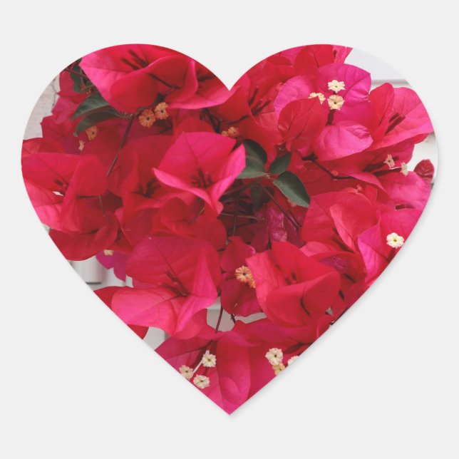 Heart shaped sticker pink flowers (Front)
