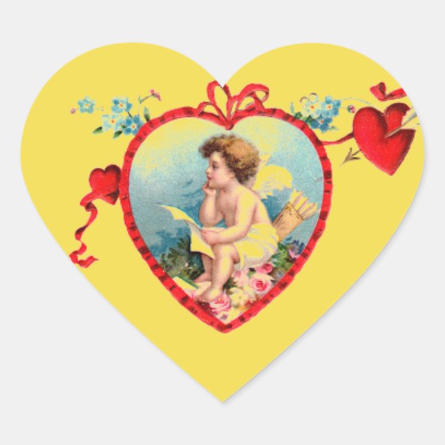 HEART SHAPED STICKER WITH CUPID CUSTOMIZABLE (Front)