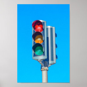 Heart-Shaped Stop Light, Akureyri, Iceland Poster