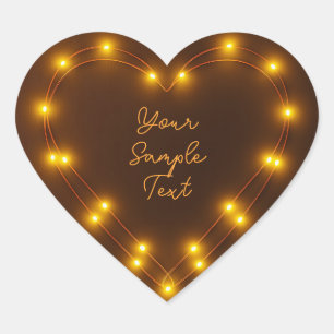 Heart Shaped String Lights Custom Text Design Heart Sticker