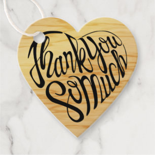 Heart shaped thank you so much in 4 languages favour tags