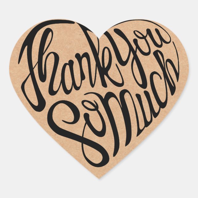 Heart shaped thank you so much in 4 languages sticker (Front)