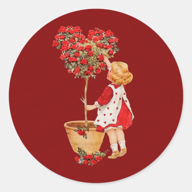 Heart Shaped Topiary Classic Round Sticker (Front)
