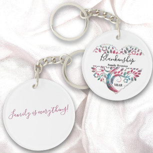 Heart Shaped Tree Family Reunion Template Keychai Key Ring