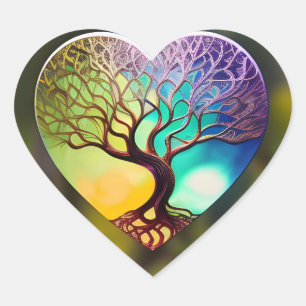 Heart shaped Tree Of Life Ornament Sticker