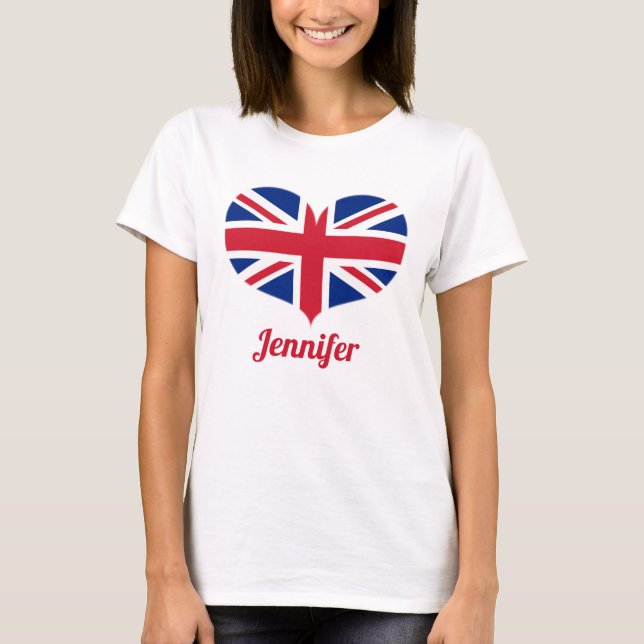 Heart Shaped UK Flag | Personalised T-Shirt (Front)
