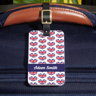 Heart Shaped UK Flag / Union Jack Personalised Luggage Tag