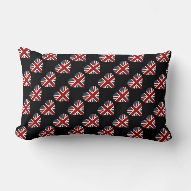 Heart Shaped Union Jack Flag Lumbar Cushion (Front)