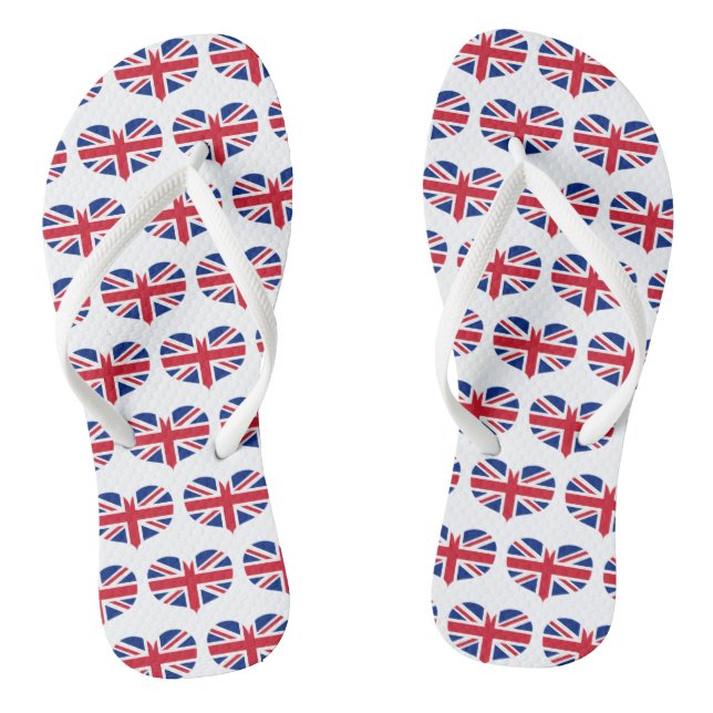 Heart Shaped United Kingdom Flag / Union Jack Jandals (Footbed)