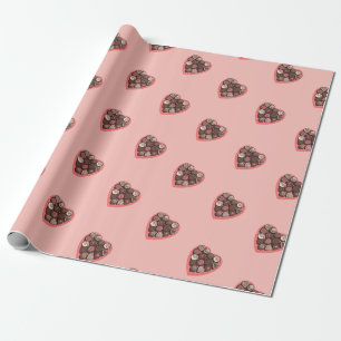 Heart-shaped Valentines chocolate candy design Wrapping Paper