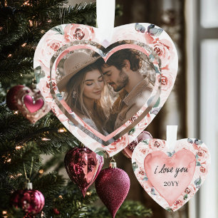 Heart Shaped Valentines Floral Ornament