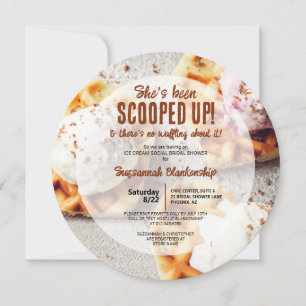 Heart Shaped Waffle Scooped Ice Cream Round Shower Invitation