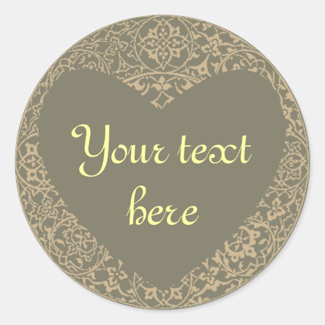 Heart Shaped Warm Grey Customisable Sticker (Front)