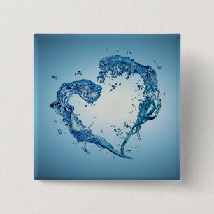 Heart-Shaped Water Splashes 15 Cm Square Badge
