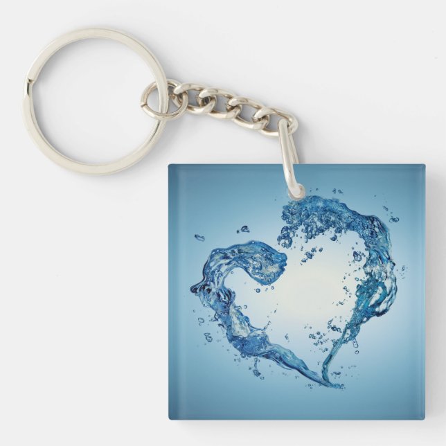 Heart-Shaped Water Splashes Key Ring (Front)