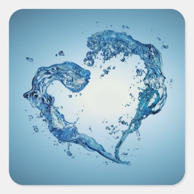 Heart-Shaped Water Splashes Square Sticker (Front)
