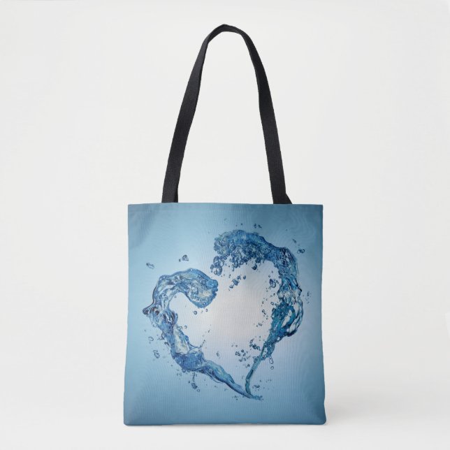 Heart-Shaped Water Splashes Tote Bag (Front)