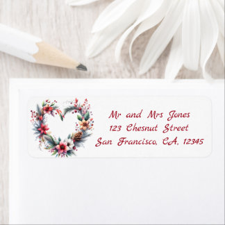 Heart-shaped Watercolor Floral Wreath - Christmas
