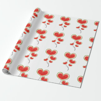 Heart Shaped Watermelon Ballons Wrapping Paper