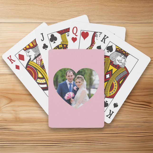 Heart Shaped Wedding Photo Pink Playing Cards (Heart Shaped Wedding Photo Pink Poker Cards)