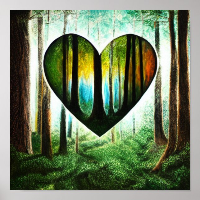 Heart Shaped Window into the Forest Poster (Front)