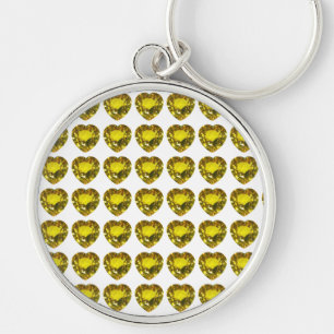 Heart-Shaped Yellow Gemstone Citrine Key Ring