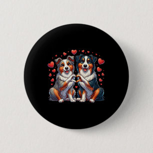 Heart Sign Hand Australian Shepherd Valentine Dog  6 Cm Round Badge