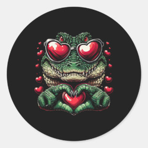 Heart Sign Hand Crocodile Mens Womens Crocodile Va Classic Round Sticker