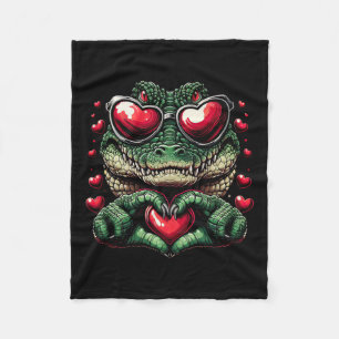 Heart Sign Hand Crocodile Mens Womens Crocodile Va Fleece Blanket