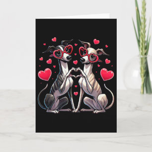 Heart Sign Hand Whippet Valentine Dog Womens Mens Card