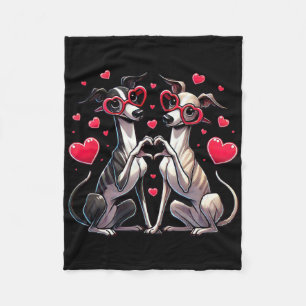 Heart Sign Hand Whippet Valentine Dog Womens Mens  Fleece Blanket