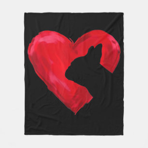 Heart Silhouette Valentines Day French Bulldog Gif Fleece Blanket