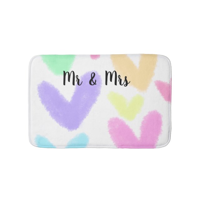 Heart simple minimal text style wedding Mr & mrs c Bath Mat (Front)