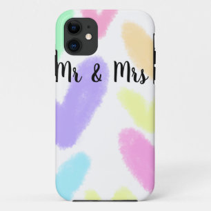 Heart simple minimal text style wedding Mr & mrs c Case-Mate iPhone Case
